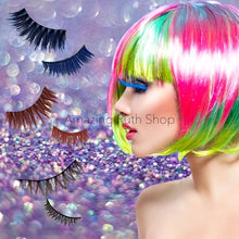 Load image into Gallery viewer, Gorgeous and Fun Colour Self-Adhesive Eyelashes (Diamond Bling Eyeliner & Tweezers included)