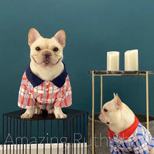 Load image into Gallery viewer, Pet Fashion, Cute Blue and Red Plaid Pet Polo, Pet Clothing