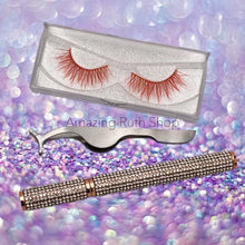 Load image into Gallery viewer, Gorgeous and Fun Colour Self-Adhesive Eyelashes (Diamond Bling Eyeliner & Tweezers included)