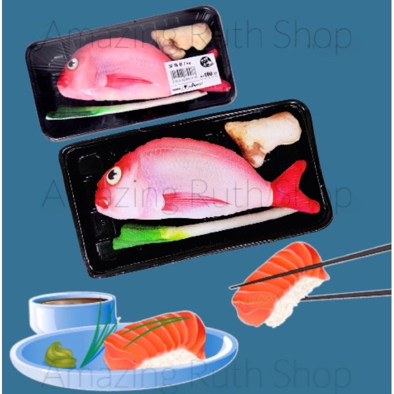 Cute Simulation Plush Fish, Catnip Cat Fish Toy Packed in Supermarket Seafood Tray