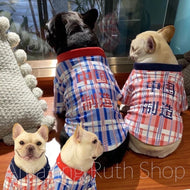 Pet Fashion, Cute Blue and Red Plaid Pet Polo, Pet Clothing