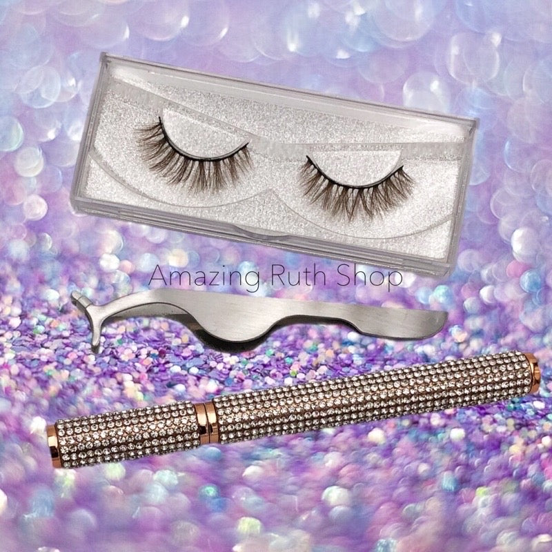 Gorgeous and Fun Colour Self-Adhesive Eyelashes (Diamond Bling Eyeliner & Tweezers included)